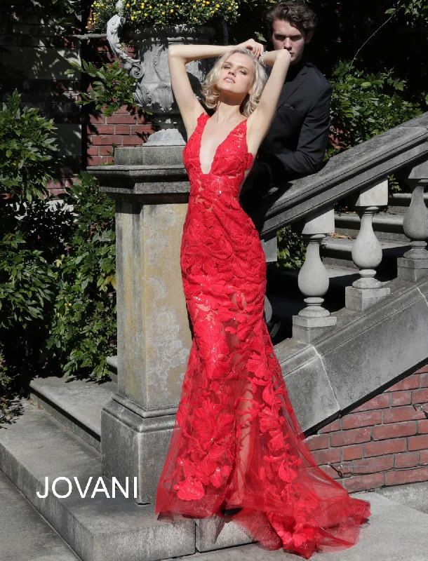 chic evening dress for summer -Embroidered Fitted Sleeveless Gown by Jovani 60283