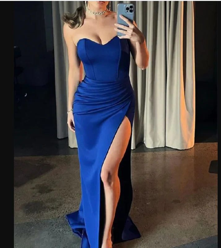 backless evening dress chic -Mermaid Popular Royal Blue Elegant Evening Modest Long Prom Dresses cc442