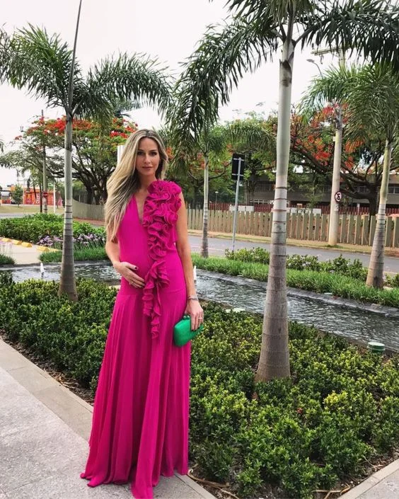 affordable evening dress for date -Modest Fuchsia Floor Length Prom Dress,Charming Evening Dress cc603