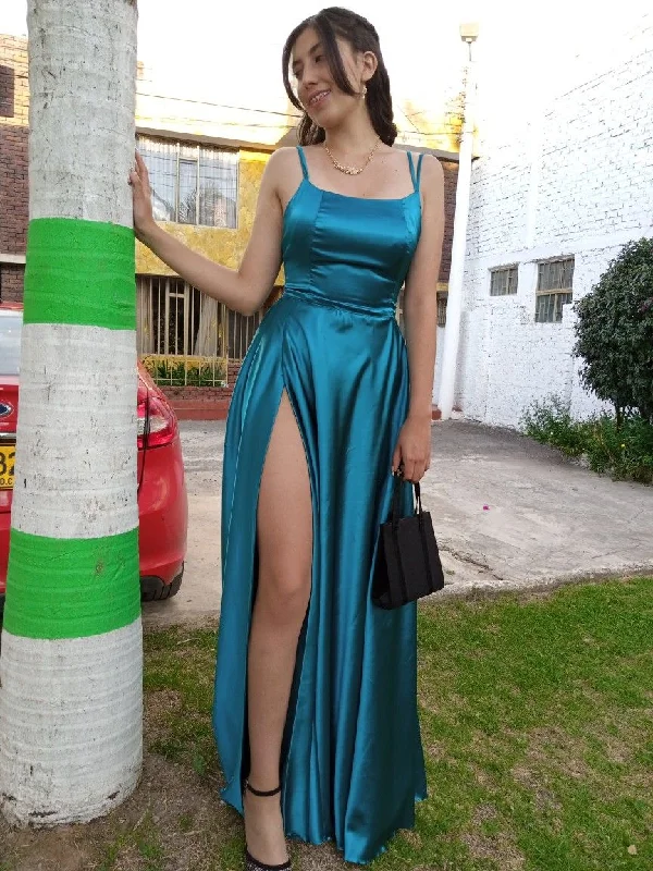 evening dress for formal events -New Style A-line Prom Dress With Slit,Graduation Dress cc631