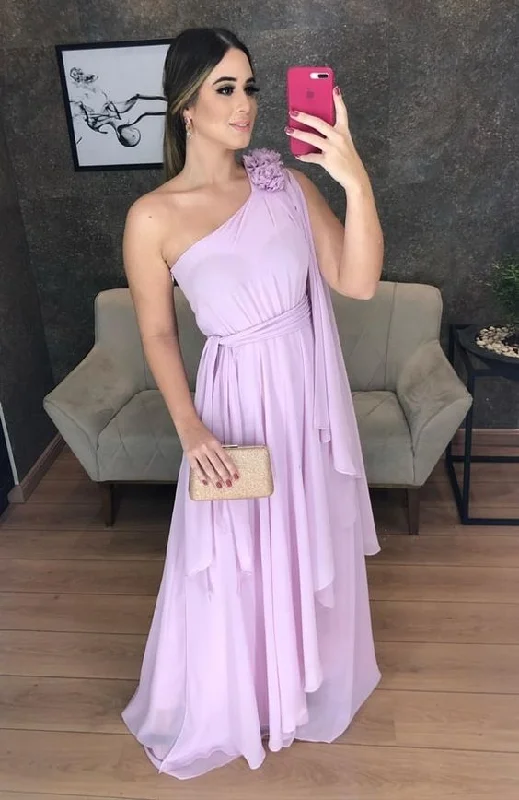 sexy evening dress for summer -One Shoulder A-line Prom Dress,Wedding Guest Outfit cc860