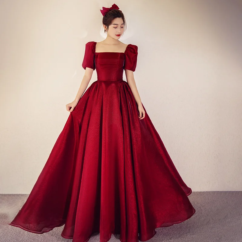 cute evening dress for summer -Red Satin Long Prom Dress Red Evening Dress cc932