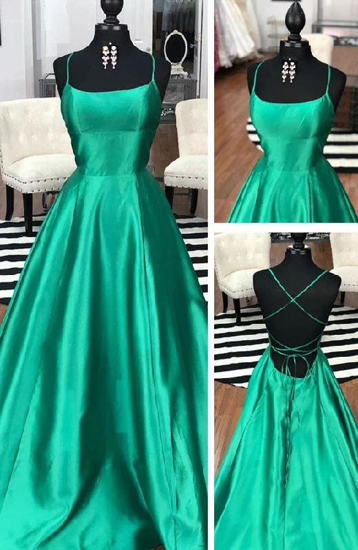 evening dress with unique patterns -Simple Prom Dress, Elegant Green Prom Dress,Long Prom Dress, Floor Length Graduation Dress cc413