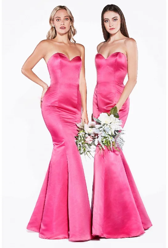 affordable evening dress for summer -Strapless Trumpet Satin Gown by Cinderella Divine 8792