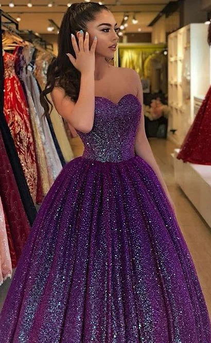 floral evening dress for events -Sweetheart Dark Purple Prom Dresses Formal Evening Dresses cc49