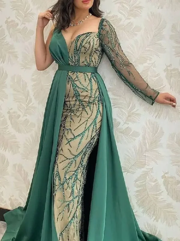 cute evening dress for summer -Temperament Applique Mermaid Evening Dress Sexy Ladies Formal Dresses cc681