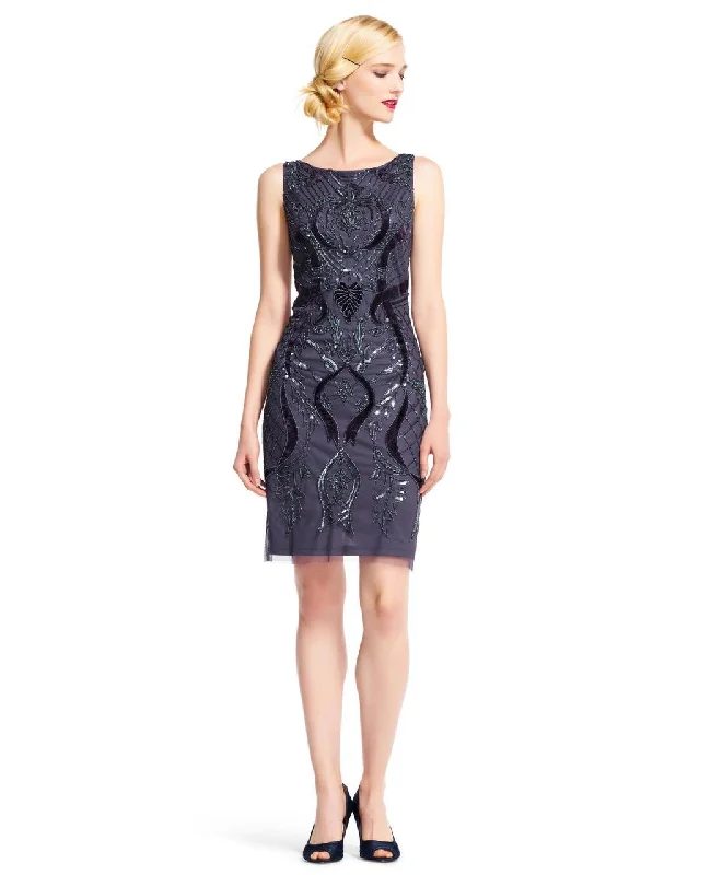 cute party dress for events -Adrianna Papell - Embellished Bateau Neck Dress AP1E200470