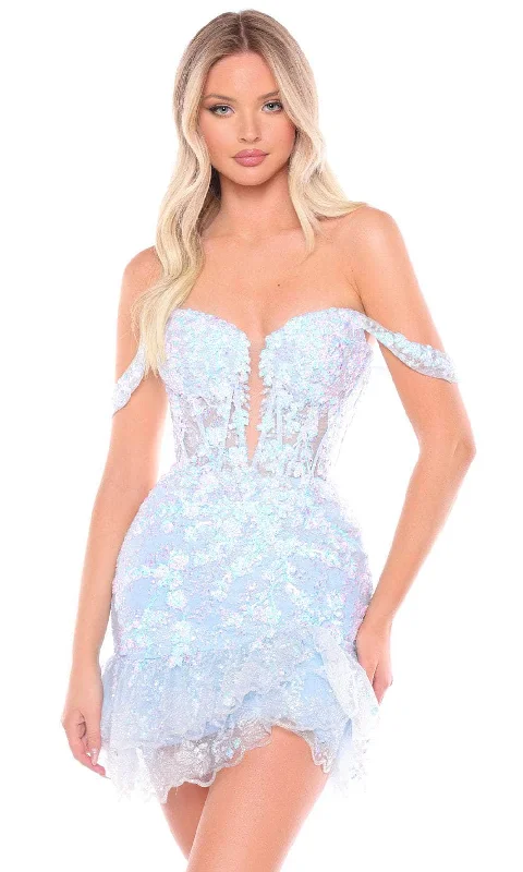 Amarra 88060 - Ruffled Hem Sequin Lace Cocktail Dress