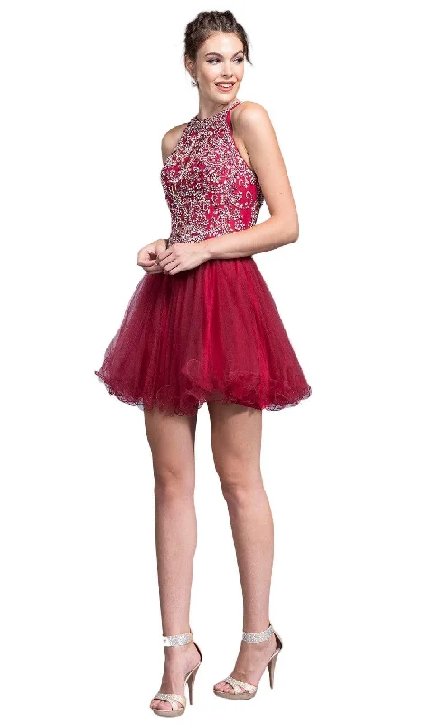 Aspeed Design - Embellished Halter A-line Homecoming Dress