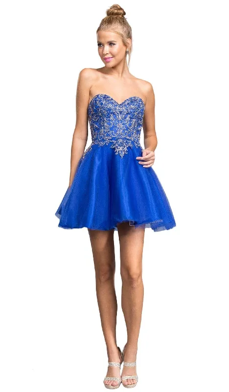 Aspeed Design - Embellished Strapless A-line Cocktail Dress