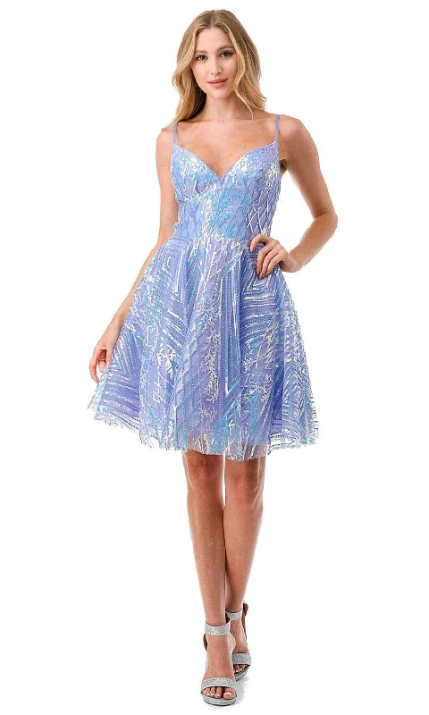 trendy party dress for teens -Aspeed Design S2743M - Sequin Pattern Homecoming Dress