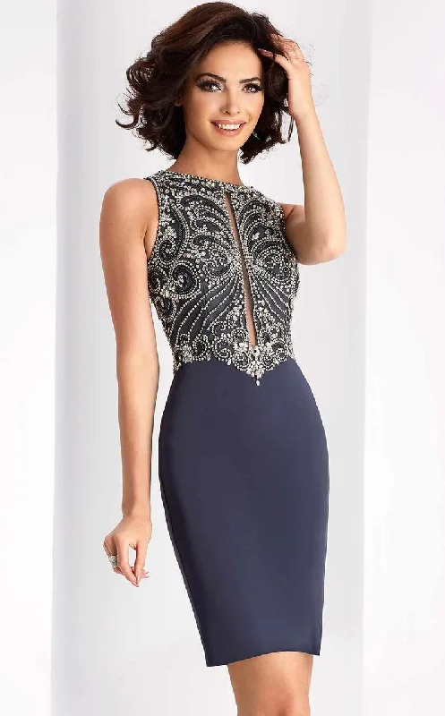 trendy party dress for women -Clarisse - s3075 Embellished Jewel Column Dress