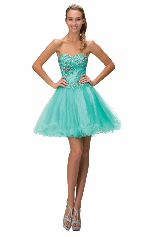 chic party dress for party -Elizabeth K - GS2132 Embellished Strapless Cocktail Dress