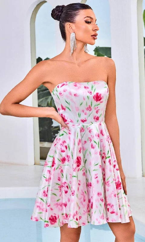 J'Adore Dresses J24082 - Floral Print Sweetheart Cocktail Dress