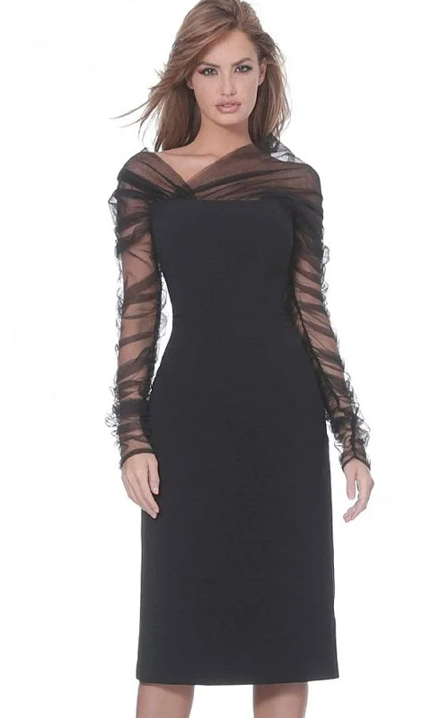 sexy party dress for spring -Jovani - 03810 Shirred Illusion Long Sleeve Dress