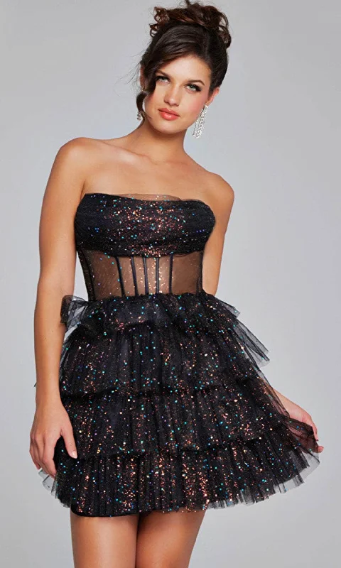 Jovani 39666 - Glitter Tulle Cocktail Dress