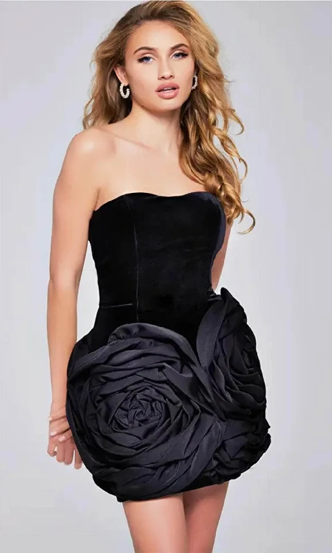 party dress with chic ruffles -Jovani 39848 - Strapless Rose Detailed Cocktail Dress