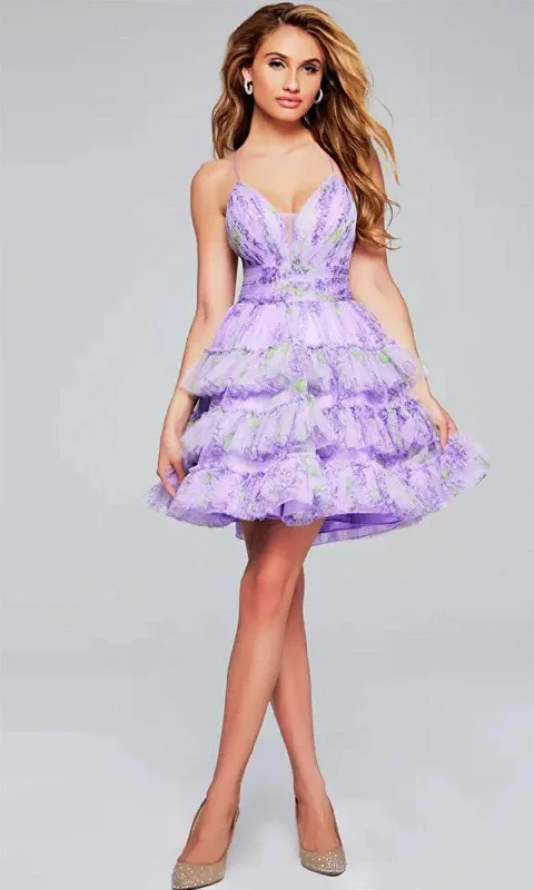 Jovani 39880 - Floral Tiered Cocktail Dress