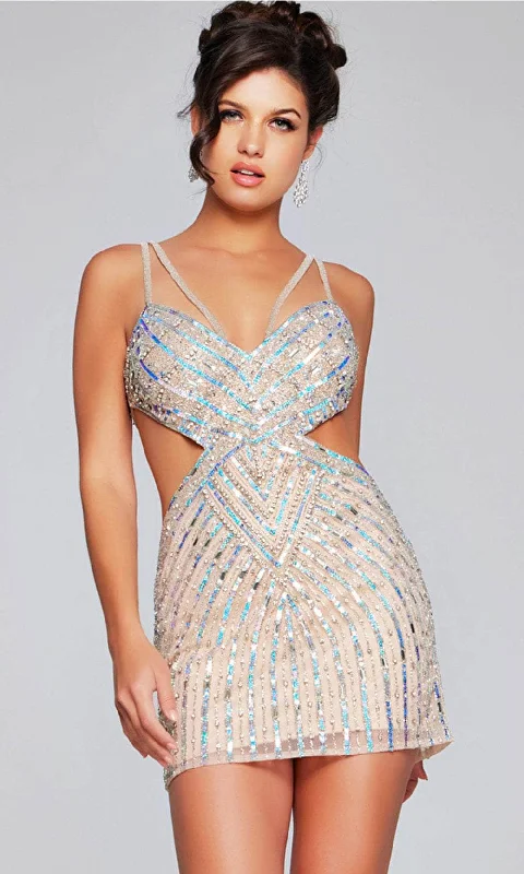 affordable party dress for teens -Jovani 400610 - Sequin Sleeveless Cocktail Dress