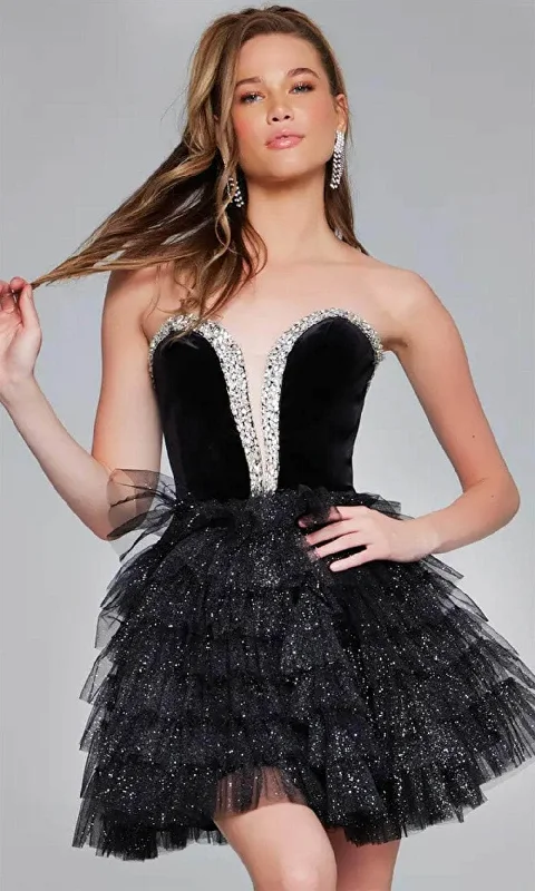 elegant party dress for sale -Jovani 40352 - Bejeweled Velvet Cocktail Dress