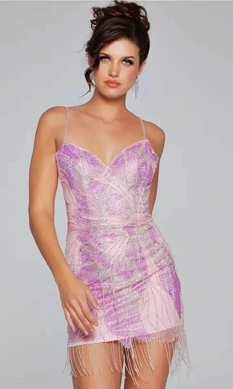 elegant party dress for date -Jovani 40377 - Beaded Fringe Sleeveless Cocktail Dress