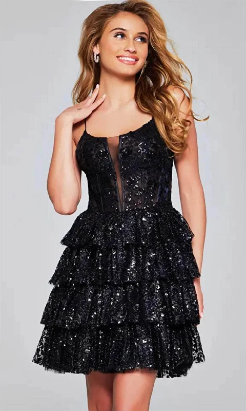 party dress for date night -Jovani 40386 - Tiered Cocktail Dress