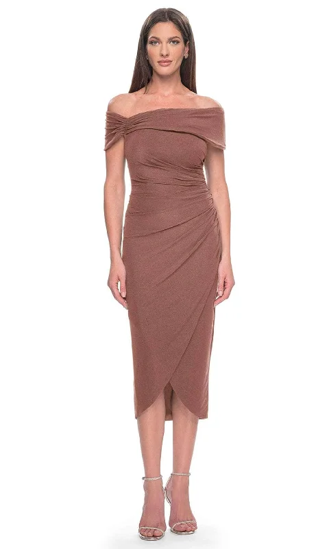 sexy party dress for spring -La Femme 30109 - Tea Length Fitted Dress