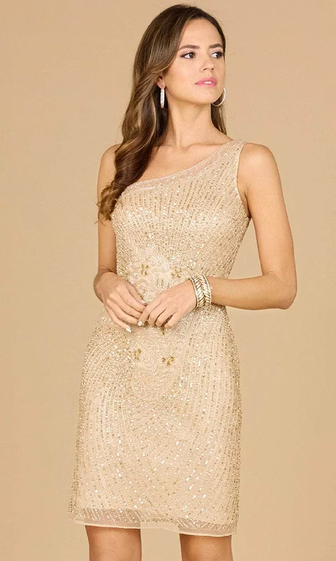 chic party dress for women -Lara Dresses 29105 - Beaded One Shoulder Cocktail Dress