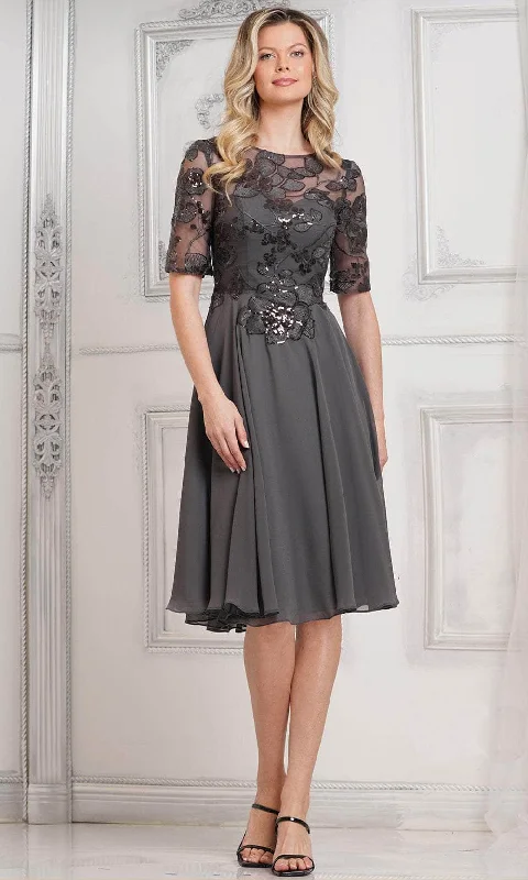 black party dress for women -Marsoni by Colors M286S - Sequin Lace Knee-Length Cocktail Dress