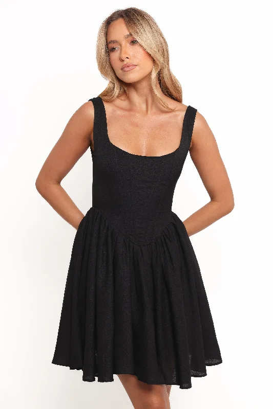 boho midi dresses for women -Acton Mini Dress - Black