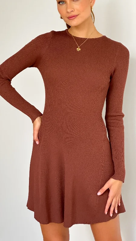 trendy midi dresses for summer -Amity Mini Dress - Brown