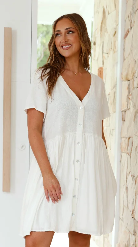 affordable midi dresses for events -Courtney Mini Dress - White