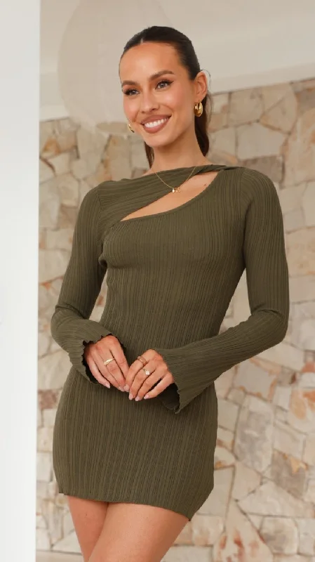 affordable midi dresses for summer -Ellison Mini Dress - Khaki