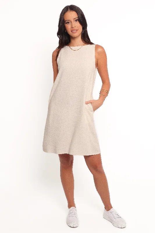 trendy midi dresses for teens -Enzo Mini Dress - Oatmeal