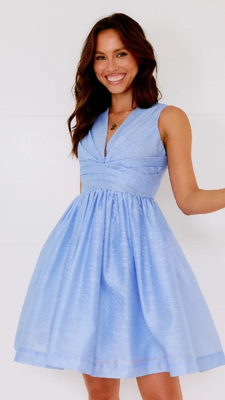 white midi dresses for summer -Gracey Mini Dress - Blue