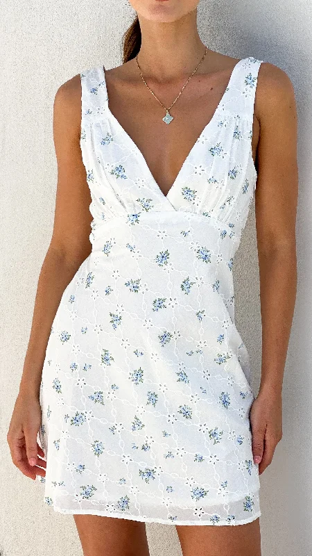 affordable midi dresses for summer -Ilani Mini Dress - Blue Floral