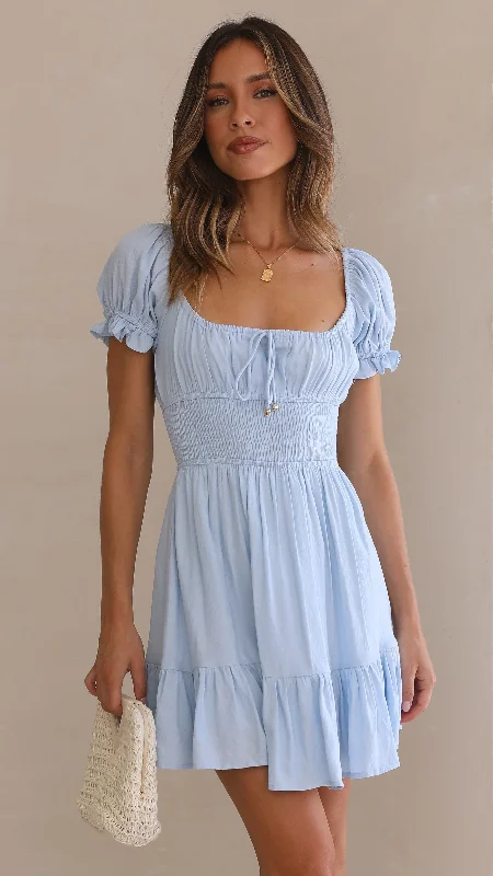 midi dresses with chic ruffles -Kori Mini Dress - Blue