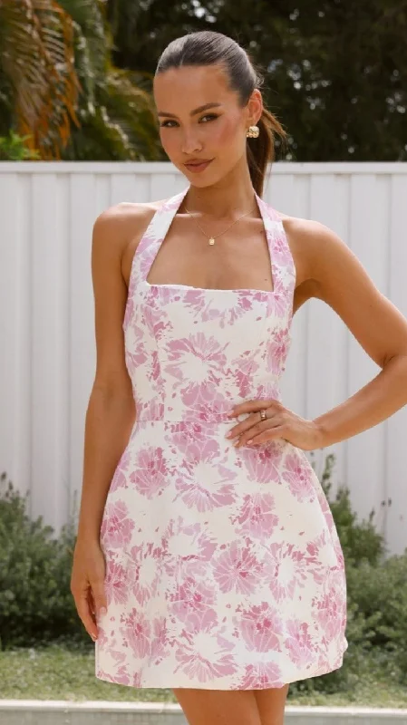 white midi dresses for summer -Mady Mini Dress - Pink Print