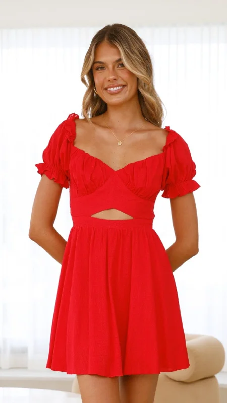 black midi dresses for women -Magnolia Mini Dress - Red