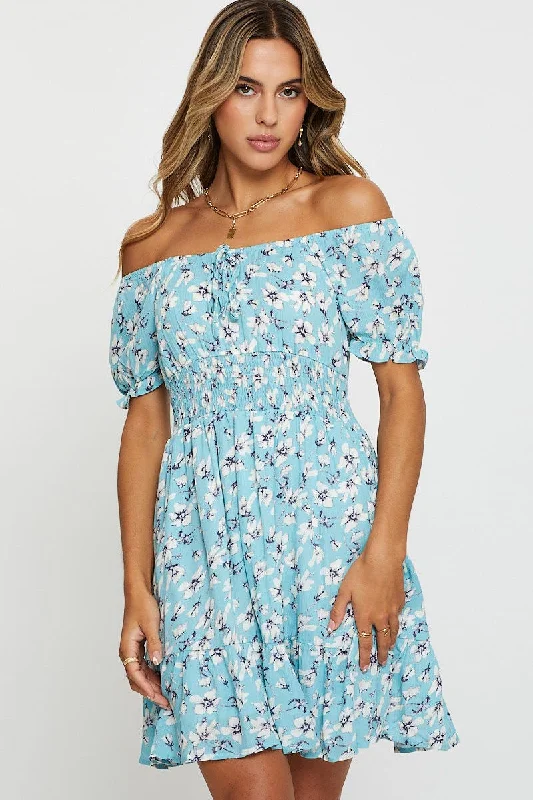 midi dresses with unique prints -Print Mini Dress Short Sleeve