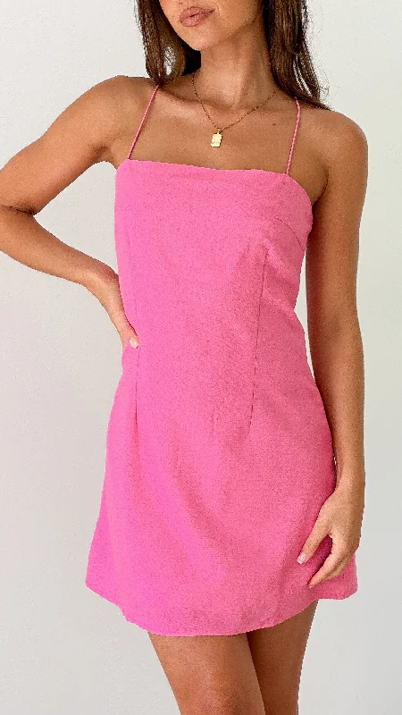 elegant midi dresses for spring -Quinn Mini Dress - Hot Pink