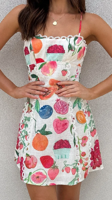 white midi dresses for club -Takoda Mini Dress - Fruit Print