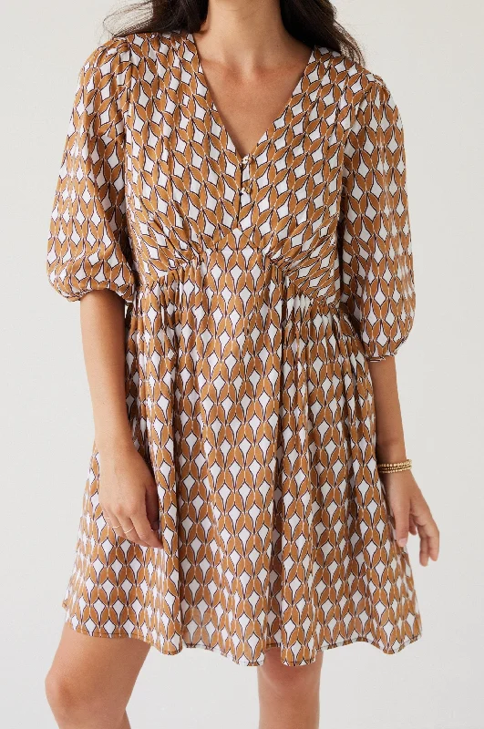 white midi dresses for spring -Tilly Mini Dress | Gold Print