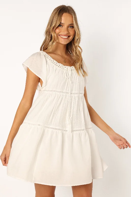 trendy midi dresses for summer -Ulla Mini Dress - White